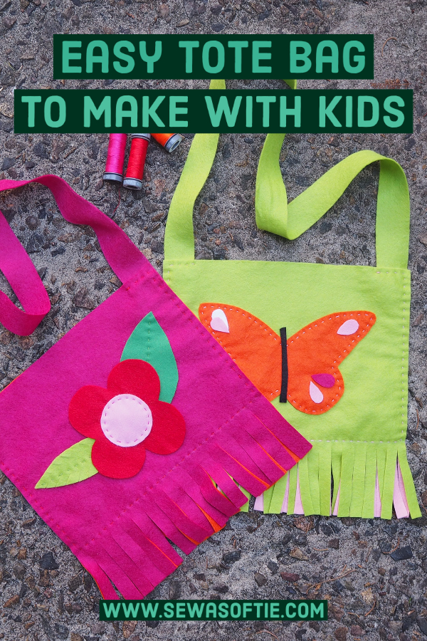 kid sewn felt tote bag