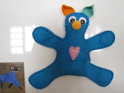 blue felt handmade fridge magnet