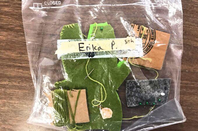 organising needles and thread in a class