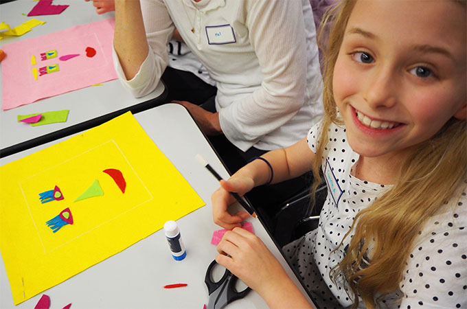 girl at a softie sewing workshop