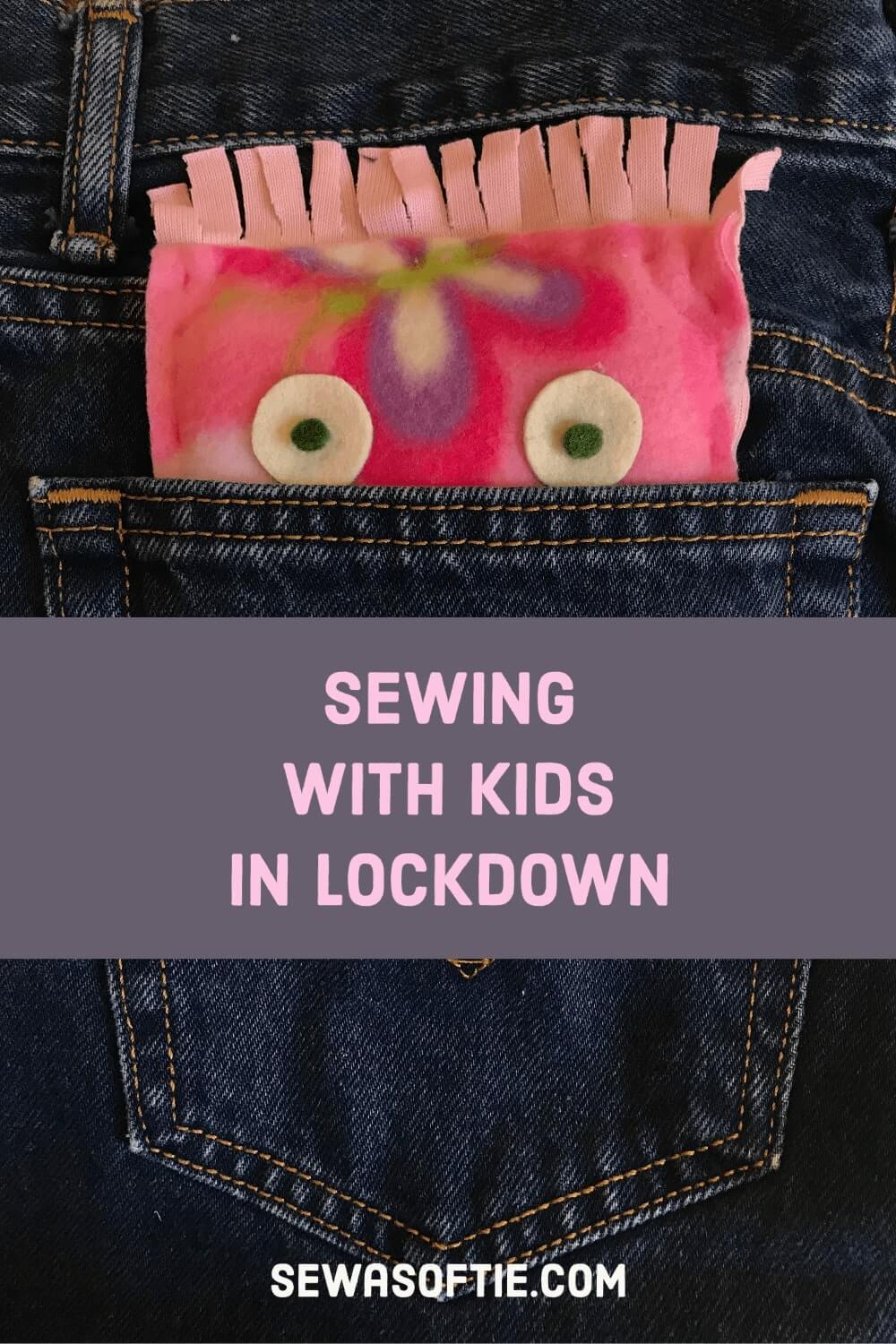 Soft toy in a denim pocket