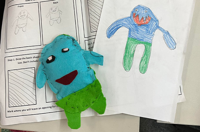 sewing softies at school