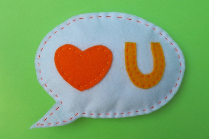 speech bubble fridge magnet kids can sew Mothers Day