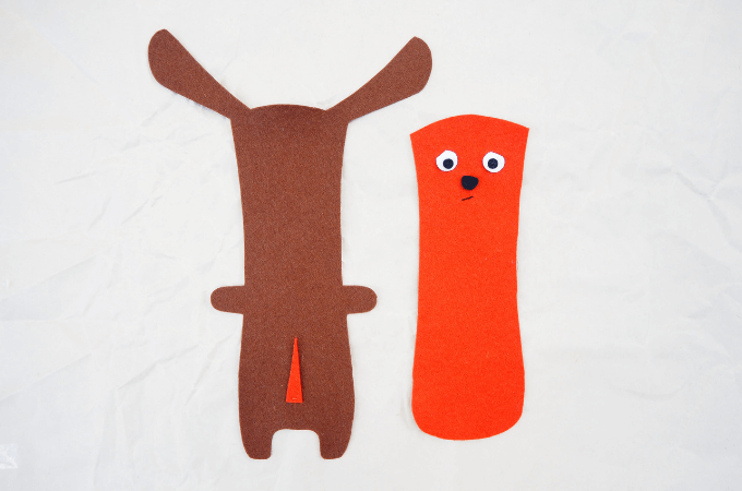 felt shapes for a free stuffed dog softie pattern